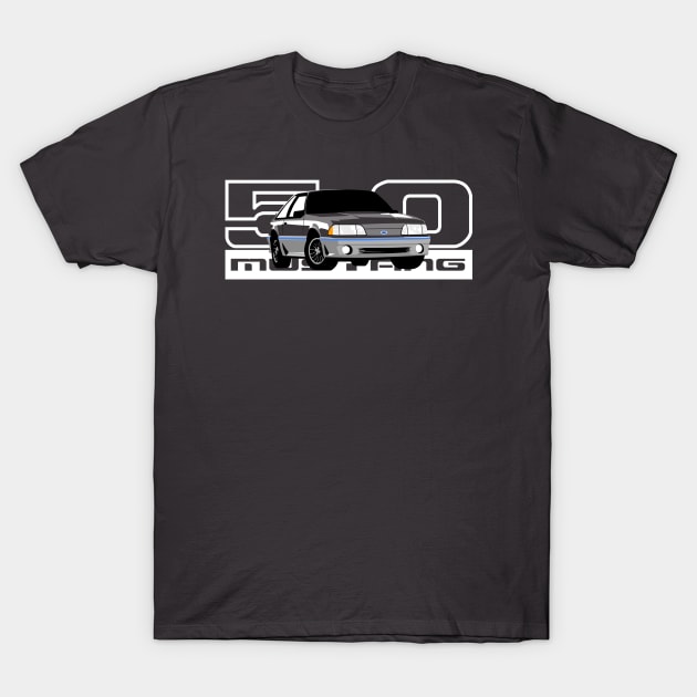 1987-90 Mustang GT Blue Stripe T-Shirt by FoMoBro's